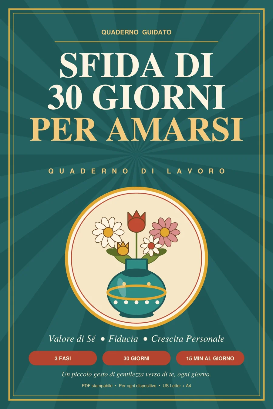 Copertina del quaderno Sfida di 30 Giorni per Amarsi
